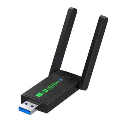 Picture of USB Bluetooth WiFi Adapter,600Mbps WiFi USB 3.0 Dual Band 5G/2.4G, Dual 2dBi Antennas, Supports Windows11/10/8/7/XP, Wireless Adapter for Desktop Computer Network Adapters