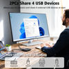 Picture of USB 3.0 Switch Selector for 2 Computers, USB Switcher Sharing 4 USB Devices Peripheral Hub for Mouse, Keyboard, Scanner, Printer; for Mac/Windows/Linux; 2 Pack USB Cables Included