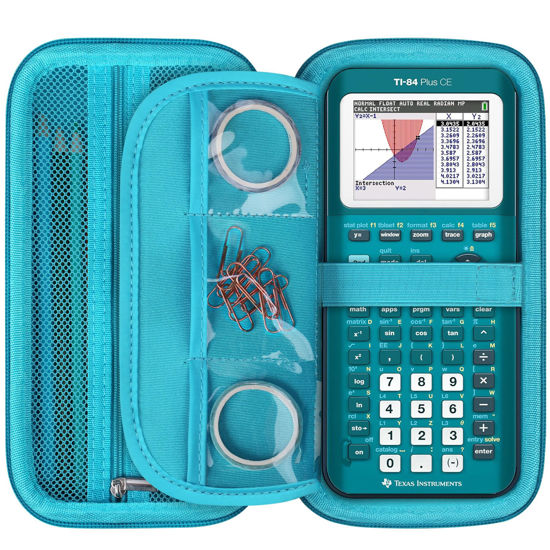 Picture of RAIALL Graphing Calculator Case for Texas Instruments TI-84 Plus CE/TI-84 Plus/TI-83 Plus CE Color Calculators, Durable Travel Storage Carrying Box Holder Protective Bag for Cables, Pens, Teal