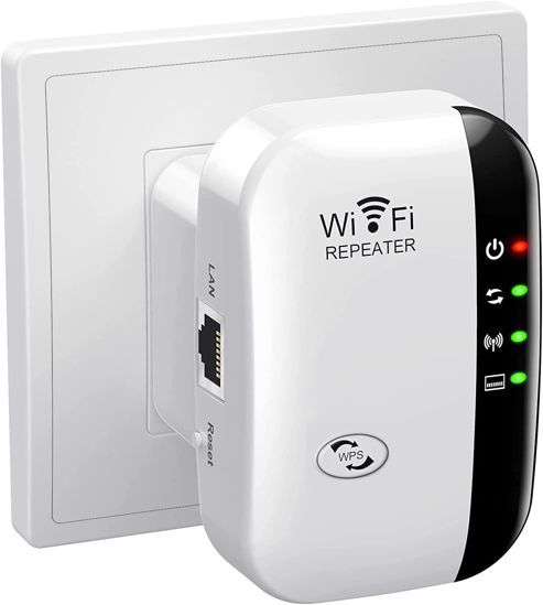 Picture of WiFi Extender Signal Booster Up to 5000sq.ft and 55+ Devices, WiFi Range Extender, Wireless Internet Repeater, Long Range Amplifier with Ethernet Port, 1-Key Setup, Access Point, Alexa Compatible