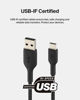 Picture of Belkin BoostCharge Braided USB-C to USB-A Cord (1M/3.3ft) for iPhone 16 Series, Samsung Galaxy S24 Series, Note20, Google Pixel 7 & 8, iPad Pro, Nintendo Switch, & More - Black