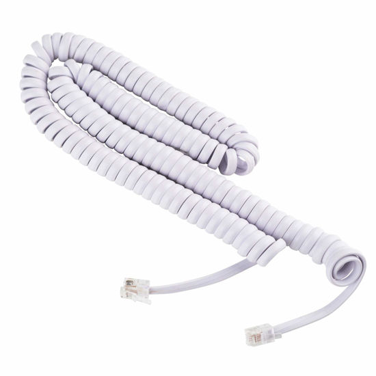 Picture of iSoHo Phones: Why You Need This Curly Handset Phone Cord for Your Landline Telephone It’s Problem-Free, Easy to Use, and Has Excellent Sound Quality Cords for Land Line in Home or Office (15ft) White