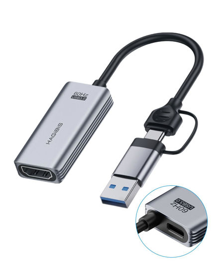 Picture of Hagibis USB3.0 Video Capture Card with 100W PD HDMI to USB/USB C 1080P HD 60fps Live and Record Video Audio Game MS2130 for Quest 3 VR Switch PS4/5 Live Broadcast, Gaming, Streaming (UHC07P)