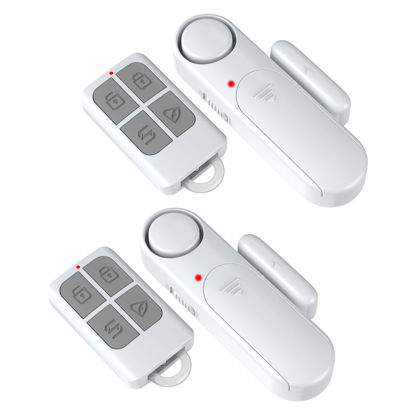 Picture of 2 Pack Door Alarms When Opened for Kid Safety/Home Security, 120dB Wireless Window Sensor Alert with Remote, Pool Door Alarm, Sliding Front Door for Entry in House, Garage, Office,Retail Store (White)