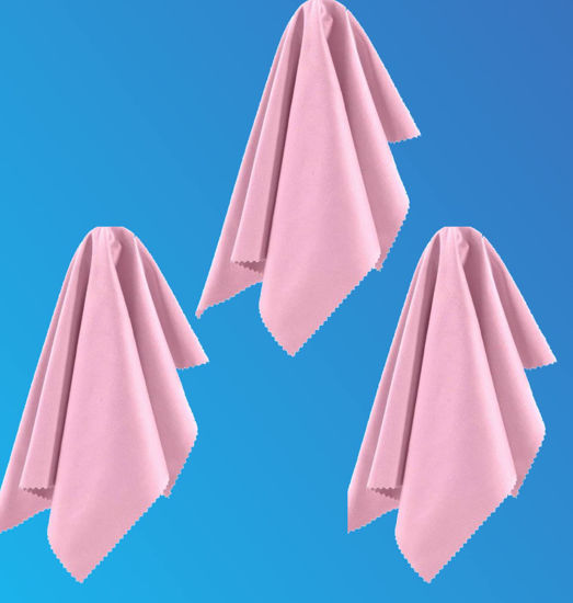 Picture of California JOS 3 Pack Pink, 12"x12" Extra Large Oversized Microfiber Cleaning Cloth, for Electronics and Screens, Lenses on Cameras, Binoculars, telescopes, All Types of Optical Glass (30X30CM)