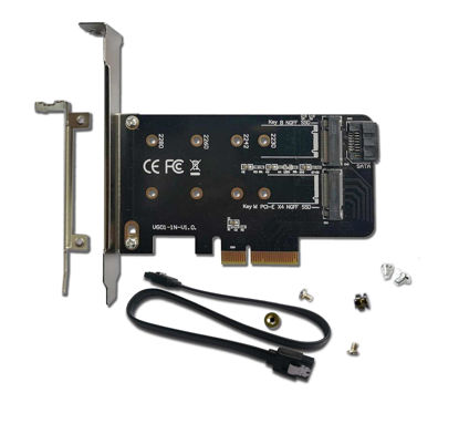 Picture of Valuegist PCIe Adapter for One M.2 NVMe Mkey and One SATA Bkey SSD, PCI-e 4.0 X4 Card Supports NGFF M2 M-Key or B-Key (M+B) SSD of Length 2280,2260,2242,2230, PCIe NVMe Adapter with SATA 3.0 Cable