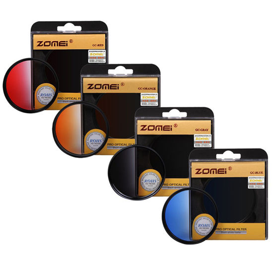 Picture of ZOMEI 62mm Graduated Gradual GC Grey Blue Orange Red Filter Kit for Canon Nikon