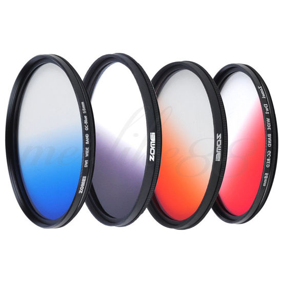 Picture of ZOMEI 58mm Slim Graduated Gradual Neutral Density ND Color Kit - Red Blue Orange Gray