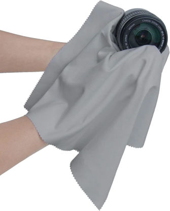 Picture of California JOS 20"x20"(50x50CM) Extra Large Oversized Microfiber Cleaning Cloth, for Electronics and Screens, Lenses on Cameras, Binoculars, telescopes, All Types of Optical Glass (1Pack Light Gray)