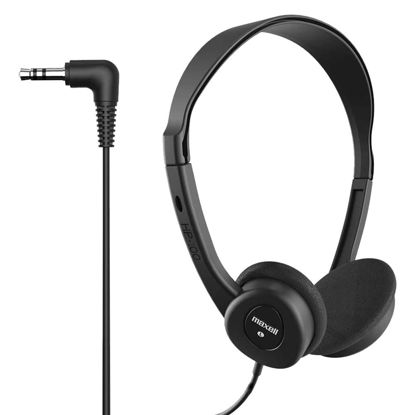 Picture of Maxell - 190319 Stereo Headphones - 3.5mm Cord with 6-Foot Length - Soft Padded Ear Cushions, Adjustable Headband for Comfort - Sleek, Lightweight, Wired for Reliable Connection - Black