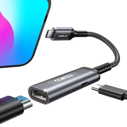 Picture of JSAUX USB C to HDMI with PD Charger Adapter, 2-in-1 Type-C to HDMI 4K@30Hz/100W Charging Compatible for iPhone 16 Pro/16 Pro Max/16/16 Plus/15 Pro Max,Samsung S24/S23,MacBook,Dell,Steam Deck,ROG Ally