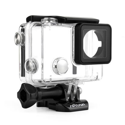 Picture of SOONSUN Standard Waterproof Case Dive Housing for GoPro Hero 4 Black, Hero 4 Silver, Hero 3+, Hero 3 Cameras with BacPac Backdoor for Extended Battery or Bacpac Screen - Waterproof Up to 40 Meters