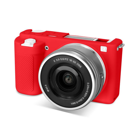 Picture of Rieibi ZVE10 Case, Soft Silicone Protective Case for Sony ZV-E10 ZVE10 Camera, Lightweight Rubber Cover for Sony Alpha ZVE10 - Red