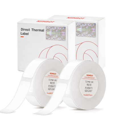 Picture of NIIMBOT Label Tape of Model D11/D110/D101 Printer, (2 Rolls, 0.47"×1.57"/12×40mm) Waterproof and Self-Adhesive Labels, Office & Home Labeling Tape Replacement (White)