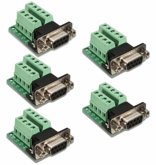 Picture of abcGoodefg 5PCS DB9 Breakout Connector RS232 Serial Port Adapter 9 Pin Female Adapter Connector DB9 Screw Terminal Block Port Interface Breakout Board Connector with Screwlocks Jack Screws