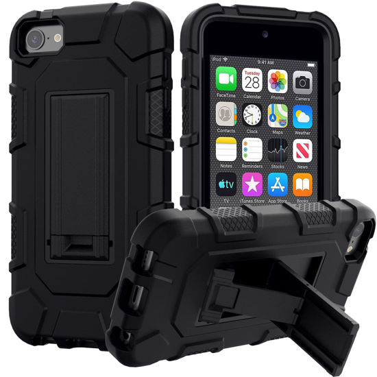 Picture of ZoneFoker iPod Touch 7th / 6th / 5th Generation Case Heavy Duty Shockproof Rugged Cover for Apple iPod Touch 7/6/5 Generation Case Black