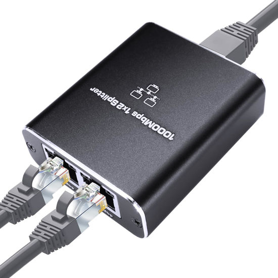 Picture of Ethernet Splitter 1 to 2 High Speed 1000Mbps, FUNZING Gigabit RJ45 Splitter with USB Power Cable, LAN Splitter 1x2 Network Splitter for Cat5/5e/6/7/8, 2 Devices Simultaneously Networking