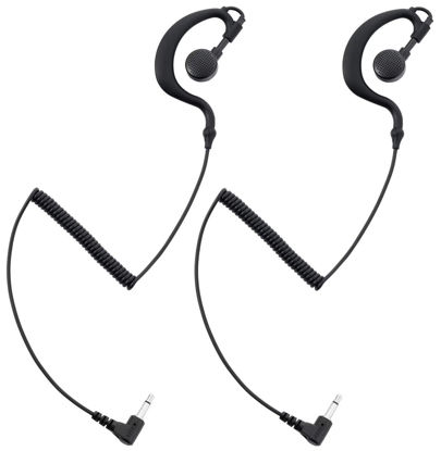 Picture of commountain 3.5mm Listen Only Earpiece for Speaker Mic of Motorola Kenwood Baofeng etc, G-Shape Earhook Receive Only Headset with Earbud Covers, for Police Security and Law Enforcement Use-2 Pack