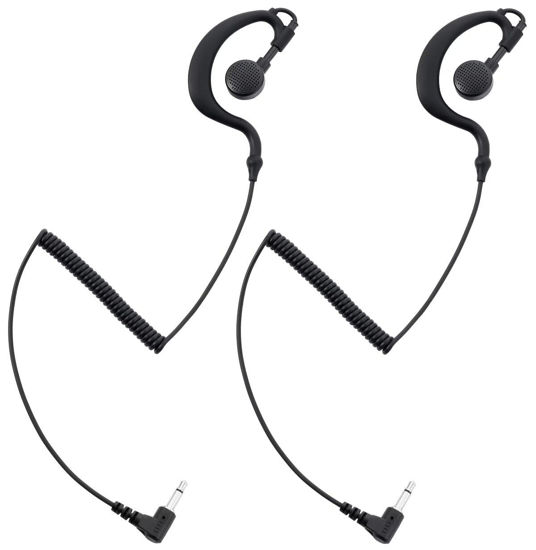 Picture of commountain 3.5mm Listen Only Earpiece for Speaker Mic of Motorola Kenwood Baofeng etc, G-Shape Earhook Receive Only Headset with Earbud Covers, for Police Security and Law Enforcement Use-2 Pack