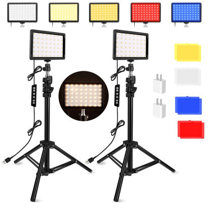 Picture of Unicucp 2 Pack LED Video Light, Photography Lighting Kit, 2400-6800K Dimmable Studio Light 97 CRI with Tripod Stand/Color Filters for YouTube/Stream Zoom Call/Vlogging/Video Conference Lighting