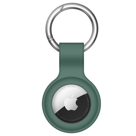 Picture of Linsaner Compatible with AirTag Case Keychain Air Tag Holder Silicone AirTags Key Ring Cases Tags Chain Apple AirTag GPS Item Finders Accessories，Dark Green