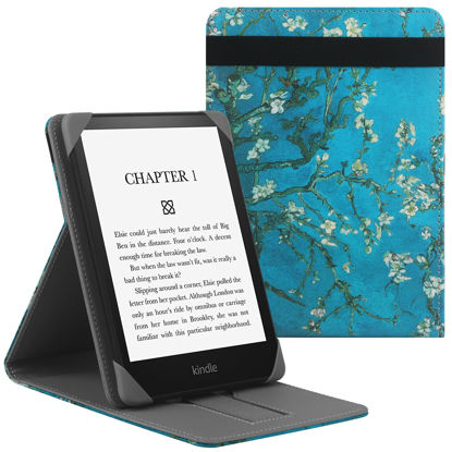 Picture of HoYiXi Universal Case for 6.8" Paperwhite Compatible 6" All-New Kindle 2022 8 2019/Kobo Clara HD/Kobo Clara 2E Leather Stand Cover for 6-6.8" Pocketbook/Tolino/Sony E-Book Reader,Flower