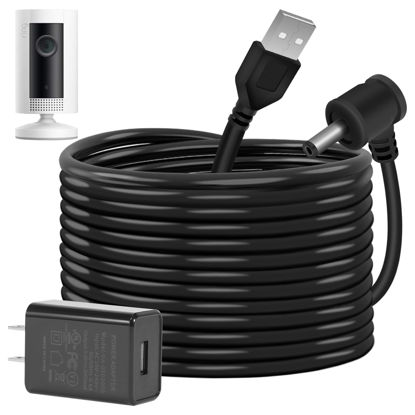 Picture of Charge Cords 30ft for Ring Weatherproof Indoor Outdoor Charging Cable with Quick 2Amp Power Adapter for Ring Stick Up Cam Battery 3rd Gen/2nd Gen & Spotlight Cam Battery (Black,1 Pack)