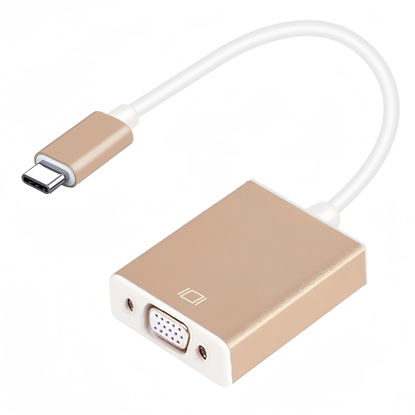 Picture of LBSC USB C to VGA Adatper for Monitor, VGA to USB C Adapter Cable, Type C to VGA Adapter, USB C to VGA Converter Compatible with MacBook Pro, MacBook Air, iPad Pro, Phone, Projector, TV (Gold,7in)