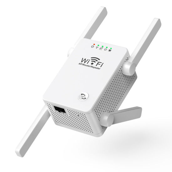 Picture of WiFi Extender, Upgraded WiFi Range Extender Wireless Repeater Internet Signal Booster with 4 High Power External Antennas 2 Ethernet Ports for Whole Home WiFi Coverage