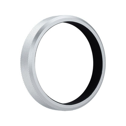 Picture of JJC AR-X100 Metal Lens Filter Adapter Ring for Fuji Fujifilm X100VI X100V X100F X100T X100S X100 Camera Attach 49mm UV ND CPL Filter & Fuji FLCP-49 Lens Cap, Replaces Fuji AR-X100 Adapter Ring, Silver