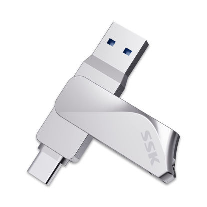 Picture of SSK 64GB USB C Flash Drive Dual Drive 2 in 1 OTG USB A 3.2 + Type C Memory Stick Thumb Drive, Thunderbolt Pendrive up to 200MB/s Transfer Speed Photo Stick for Android Phones/Tablets/Mac/Laptop