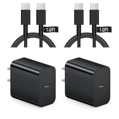 Picture of Charger for iPhone 15 Charger Fast Charging 10Ft - 2 Pack 20W USB C Charger Block and Type C to C Cable Compatible with iPhone 15/15 Pro/15 Pro Max, iPad Pro, Air 5/4, iPad 10/Mini 6, Samsung（Black）