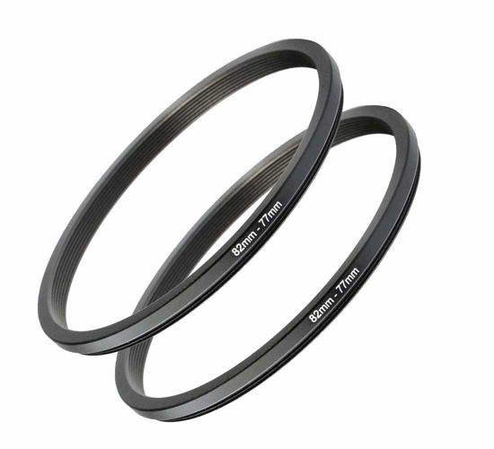 Picture of 82mm-77mm Step Down Ring [82mm Lens to 77mm Filter], FANZR Camera Lens Filter Adapter Ring Lens, Premium Aluminum (2 Pack)