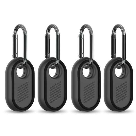 Picture of [4 Pack] BIQIRE Case for Samsung Galaxy Smart Tag 2, Rugged Full Protective Anti-Slip Waterproof Soft Silicone Galaxy SmartTag 2 Case Cover with Key Ring, for Keys, Luggage, Pets (Black)