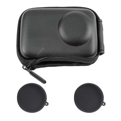 Picture of ULBTER Mini Bag Case for DJI OSMO Action 4 / Action 3 Camera + Rubber Lens cap Cover [1+2 Pack], Carrying Portable Storage boxes Accessory