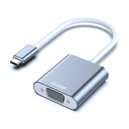 Picture of BENFEI USB C to VGA Adapter, Thunderbolt 3/4 to VGA Adapter Compatible with iPhone 15 Pro/Max, MacBook Pro/Air 2023, iPad Pro, iMac, S23, XPS 17, Surface Book 3 and More [Aluminium Shell,Grey]