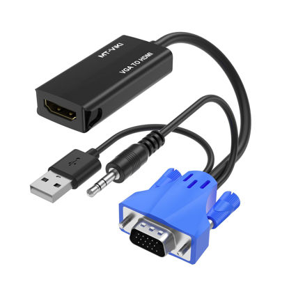 Picture of MT-VIKI VGA to HDMI Adapter, 1080P Converter with Audio+USB Power from VGA Computer/Laptop to HDMI TV/Monitor, Male to Female (1 Pack)