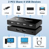 Picture of USB Switch Selector for 2 Computers, USB Switcher Sharing 4 USB Devices Peripheral Hub for Mouse, Keyboard, Scanner, Printer; for Mac/Windows/Linux; 2 Pack USB Cables Included