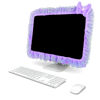 Picture of Kingshion 23"-27" Lovely Cute Computer Monitor Cover with Lovely Cute Elastic Pen Pocket Bow-knot TV LCD Screen Monitor Decoration Dust Cover Protector, Lace Fabric, Purple