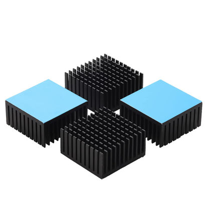 Picture of Jienk 4PCS Black Aluminum Heat sink with Thermal Conductive Adhesive Tape, 40×40×20mm Heatsink Cooler for Cooling VRM GPU Stepper Driver 3D Printer Stepper Motor