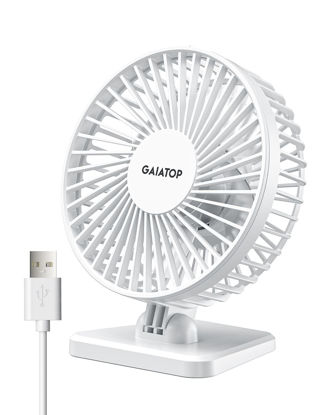 Picture of Gaiatop USB Desk Fan, Small But Powerful, Portable Quiet 3 Speeds Wind Desktop Personal Fan, Adjustment Mini Fan Table Fan for Better Cooling, Home Office Car Indoor Outdoor(Pure White)