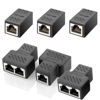 Picture of Splitter 1 to 2 Port T Adapter, Ethernet Extension Adapter Network Connector for Cat7 Cat6 Cat5e Cat5 Ethernet Cable Sharing Kit for Router TV Box Camera PC Lapop,6PCS(Black)