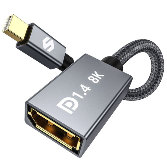 Picture of Silkland 8K Mini DisplayPort to DisplayPort 1.4 Adapter, 8K@60Hz 4K@144Hz Mini DP to DP Adapter, HDR, DSC1.2, G-Sync FreeSync, Mini DP [Thunderbolt 2] Gaming Laptop, MacBook, iMac, Monitor, VR