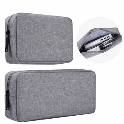 Picture of Portable Electronics Accessories Storage Bag, 2PCS Big + Small Carrying Case Travel Cable Organizer Cosmetic Bag Pouch Compatible Hard Drive, Power Bank, Mouse, Laptop Charger, Cellphone, Gray