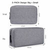 Picture of Portable Electronics Accessories Storage Bag, 2PCS Big + Small Carrying Case Travel Cable Organizer Cosmetic Bag Pouch Compatible Hard Drive, Power Bank, Mouse, Laptop Charger, Cellphone, Gray