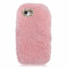 Picture of Fluffy Rabbit Fur Case for iPod Touch 7 / 6 / 5, Girlyard Cute Bling Diamond Rhinestone Handmade Furry Warm Faux Bunny Hair Soft Plush Shockproof Cover for Women Girls - Pink