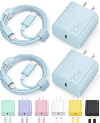 Picture of Charger for iPhone 16 15 Charger Fast Charging Type C Charger USB C Charger Block iPhone 16 Charger with 2 Pack 6FT Cable for iPhone 16/16 Plus/16 Pro/16 Pro Max/iPhone 15/15 Pro Max/Samsung(Blue)