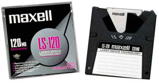 Picture of Maxell LS-120 120MB Diskette - Superdisk - Requires LS-120 Super Disk drive - Windows DOS formatted