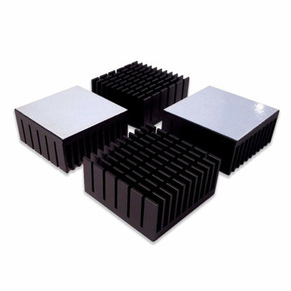 Picture of Easycargo 4pcs 50mm Heatsink Kit 50mmx50mmx20mm + 3M8810 Thermal Conductive Adhesive Tape, Cooler Aluminium Heat Sink for Cooling 3D Printers Stepper Motor TEC1-12706 Thermoelectric Peltier 50x50x20