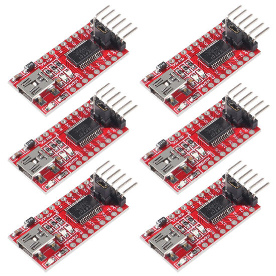 Picture of AEDIKO 6pcs 3.3V 5V FT232RL Mini USB to TTL Serial Converter Adapter Module